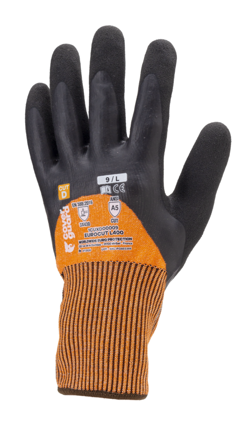 Gants EUROCUT L400 CUT D. HPPE J13 dble end. 3/4 latex – 1CUXD00
