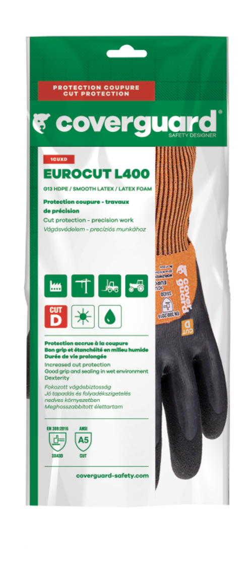 Gants EUROCUT L400 CUT D. HPPE J13 dble end. 3/4 latex – 1CUXD00 – Image 3
