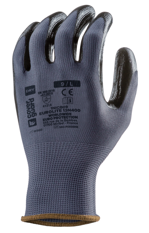 Gants EUROLITE 13N400 J13 PE gris end. nit. Noir – 1NICB