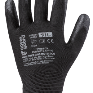 Gants EUROLITE 13P110 J13 PE noir end. PU noir – 1PUBB