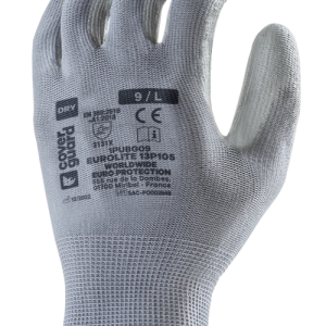 Gants EUROLITE 13P105 J13 PE gris end. PU gris – 1PUBG