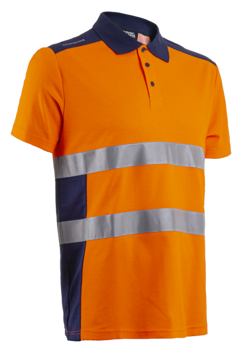 OKI Polo Manches Courtes Orange HV Marine – 5OKI170