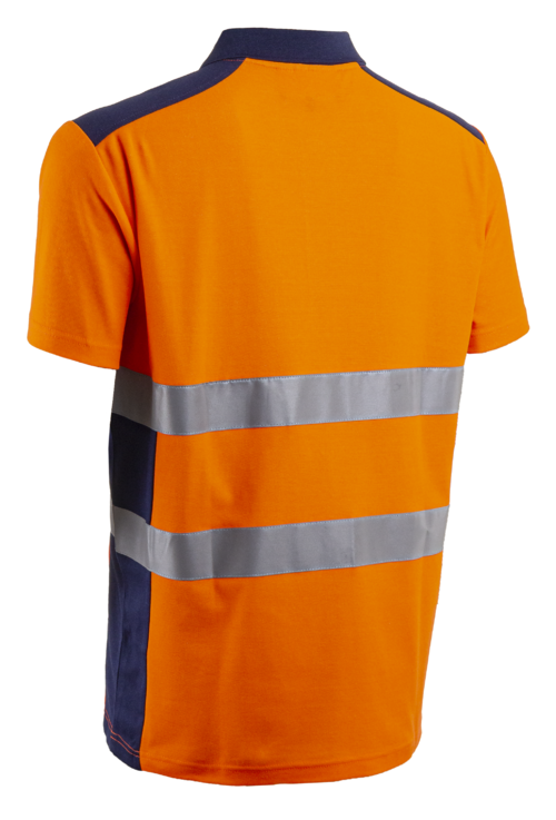 OKI Polo Manches Courtes Orange HV Marine – 5OKI170 – Image 2