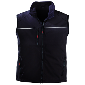 YANG Gilet Noir Sofshell respirant, liseré réfléchissant – 5YAGB