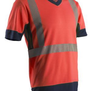 KOMO T-shirt hi-viz Rouge-marine poly-coton – 7KOMR