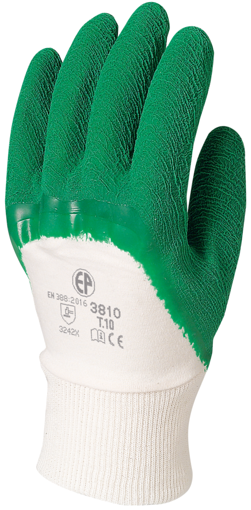 Gants EUROSTRONG 3810 latex crépé vert dos aéré qual.sup – MO3810