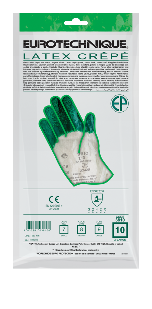 Gants EUROSTRONG 3810 latex crépé vert dos aéré qual.sup – MO3810 – Image 3