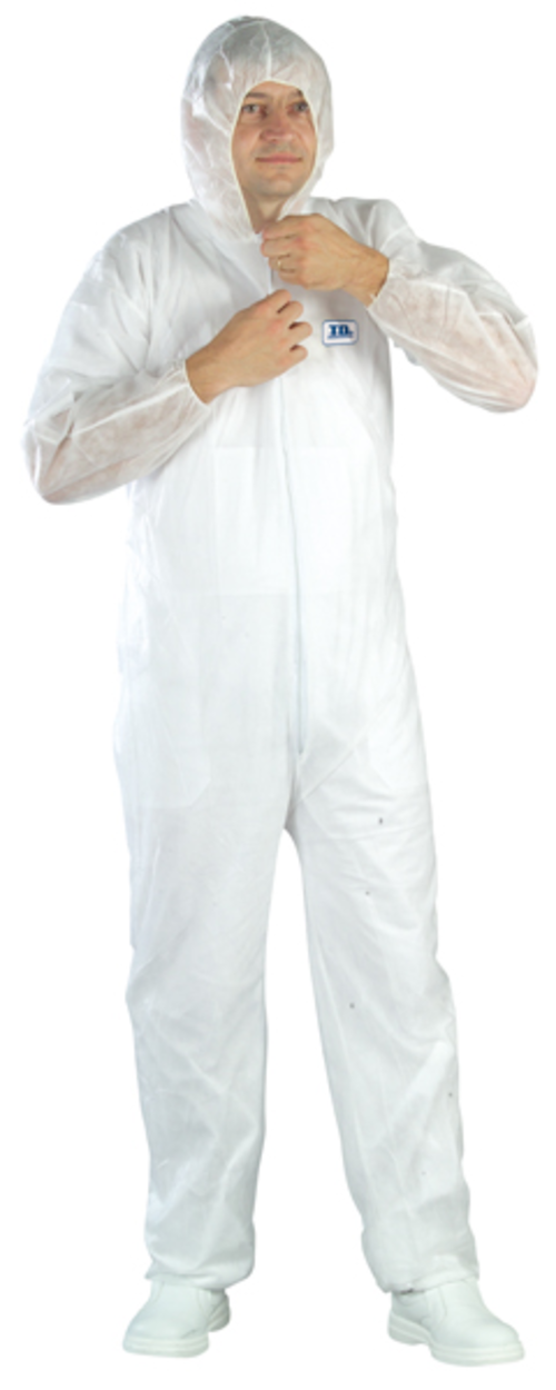 WHITE SPP COVERALL Combinaison SPP 40g blanc, cagoule, glissière – MO42105