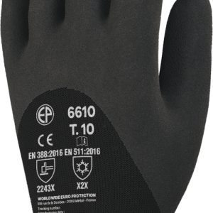 Gants EUROWINTER 6610 polyester noir end. 34 latex noir_MO6610_fr