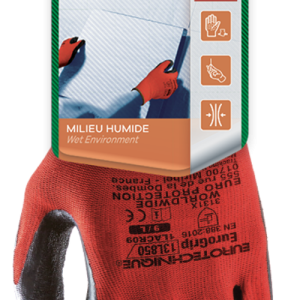 Gants EUROLITE 13L850 J13 PE rouge end. latex noir CAR – P1LACR